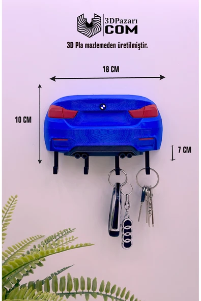 3D Baskı BMW F82 Model Tasarımlı Mavi Renk Dekoratif Anahtar Askılığı ürün görseli 1