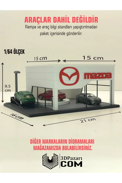 Butik 3D Baskı 1/64 Ölçekli Mazda Showroom Tasarımlı Diorama Araç Sergileme Garajı ürün görseli 1