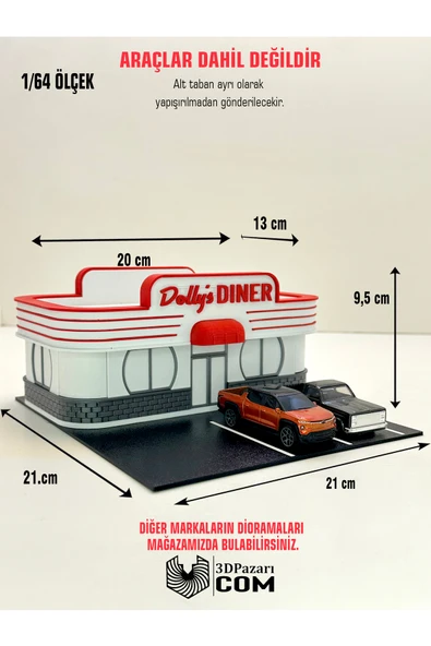 3D Baskı 1/64 Ölçekli Dolly's Dinner Bina Tasarımlı Diorama Araç Sergileme Garajı ürün görseli 1