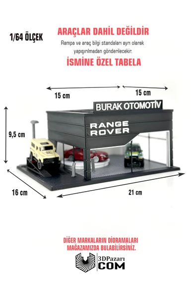 3D Baskı 1/64 Ölçekli Range Rover Diorama Tasarımlı Araç Sergileme Garajı ürün görseli 1