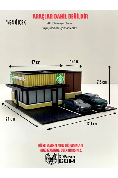 Butik 3D Baskı 1/64 Ölçekli Kahve Dükkanı Bina Tasarımlı Diorama Araç Sergileme Garajı ürün görseli 1