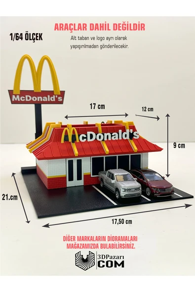 3D Baskı 1/64 Ölçekli McDonald's Bina Tasarımlı Diorama Araç Sergileme Garajı ürün görseli 1