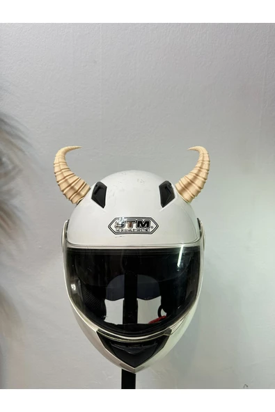 Butik Motor & Motosiklet Bej Viking Boynuz Kask Dış Aksesuarı ürün görseli 1