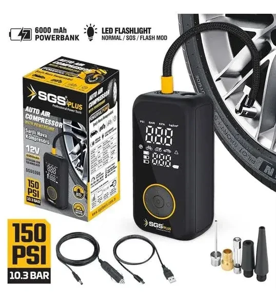 Sgs 5398 12 V 150 PSI Şarjlı Araç Kompresörü ürün görseli 1