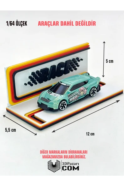 3D Baskı 1/64 Ölçekli Race Tasarımlı Mini Diorama Araç Sergileme Garajı ürün görseli 1
