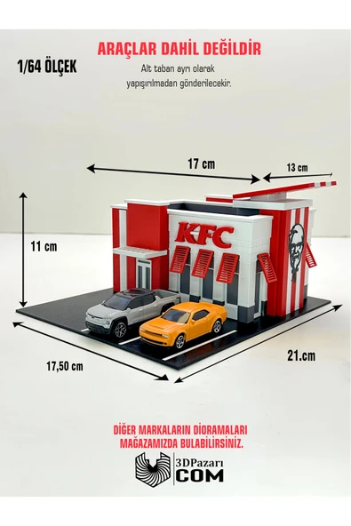 3D Baskı 1/64 Ölçekli KFC Bina Tasarımlı Diorama Araç Sergileme Garajı ürün görseli 1
