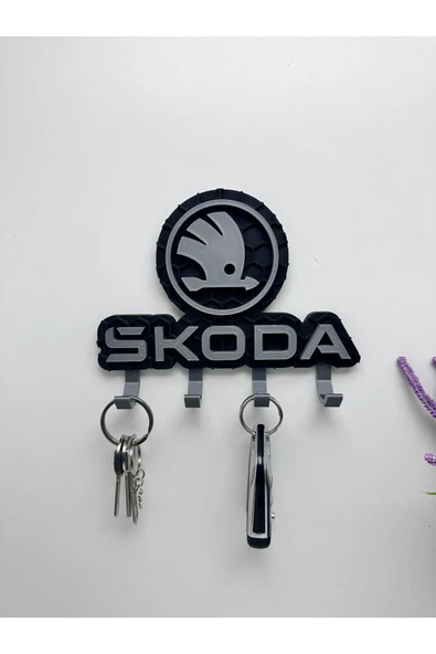 3D Baskı Dekoratif Skoda Logo Model Tasarımlı Anahtar Askılığı ürün görseli 1