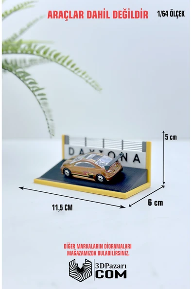 Butik Daytona Tasarımlı Tekli Mini Diorama Araç Sergileme Garajı 1/64 Ölçekli 3D Baskı ürün görseli 1