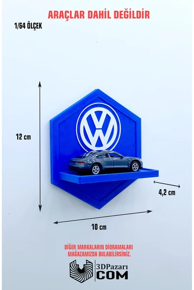 3D Baskı 1/64 Ölçekli Araç Sergileme Rafı Petek Şeklinde Volkswagen Tasarımlı ürün görseli 1