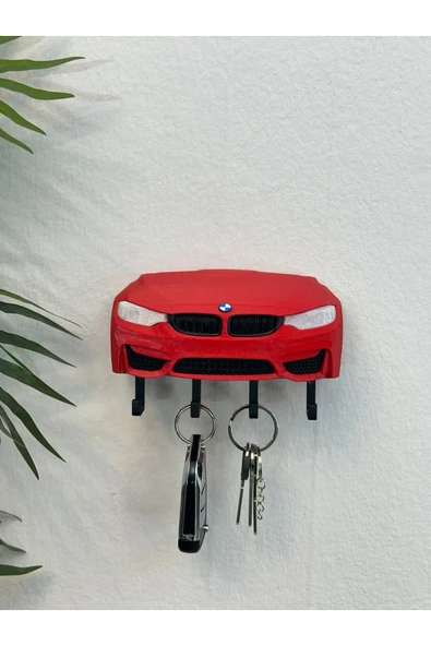 3D Baskı Dekoratif BMW M3 F30 Ön Model Tasarımlı Kırmızı Renk Anahtar Askılığı ürün görseli 1