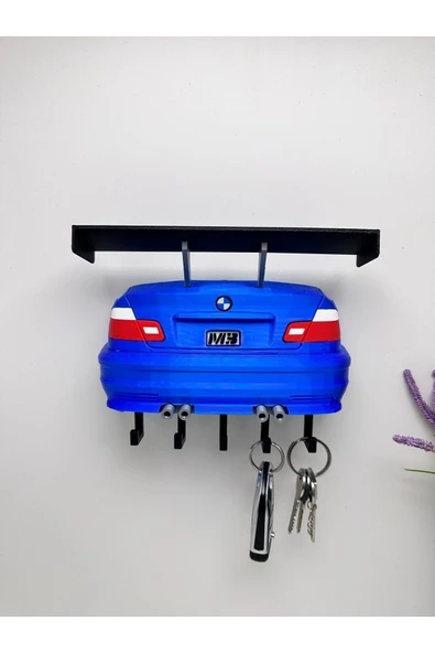 3D Baskı Dekoratif BMW E46 Arka Model Tasarımlı Mavi Renk Anahtar Askılığı ürün görseli 1