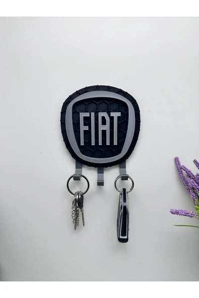 3D Baskı Dekoratif FIAT Logo Model Tasarımlı Gri Renk Anahtar Askılığı ürün görseli 1