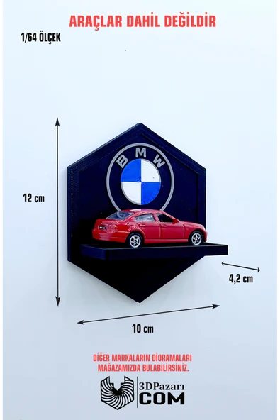 3D Baskı 1/64 Ölçekli Araç Sergileme Rafı Petek Şeklinde Bmw Tasarımlı ürün görseli 1