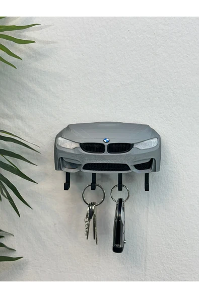 3D Baskı Dekoratif BMW M3 F30 Ön Model Tasarımlı Gri Renk Anahtar Askılığı ürün görseli 1