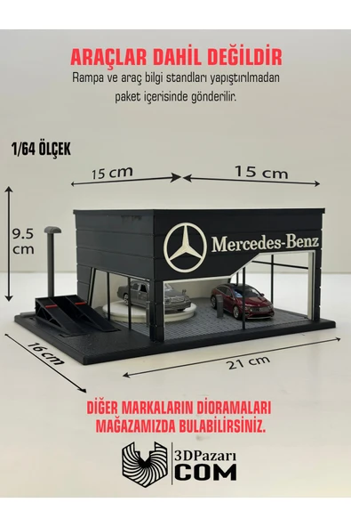 Butik 3D Baskı 1/64 Ölçekli Mercedes Showroom Tasarımlı Diorama Araç Sergileme Garajı ürün görseli 1