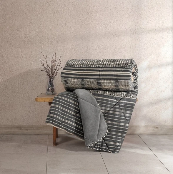 Cotton Box Velvet -Timbre Antrasit- Tek Kişilik Yorgan Çift Taraflı (155x215) ürün görseli 1