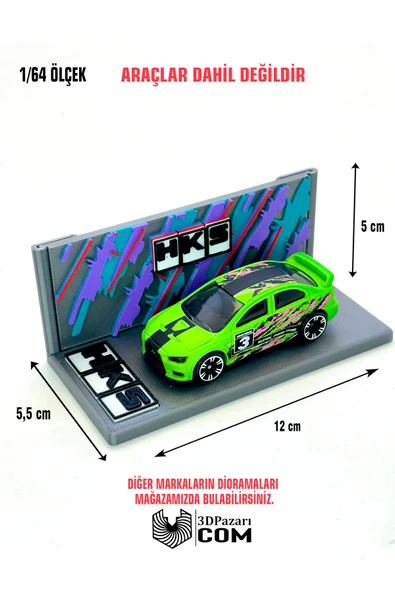 3D Baskı 1/64 Ölçekli HKS Tasarımlı Mini Diorama Araç Sergileme Garajı ürün görseli 1