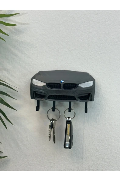 3D Baskı Dekoratif BMW M3 F30 Ön Model Tasarımlı Antrasit Renk Anahtar Askılığı ürün görseli 1
