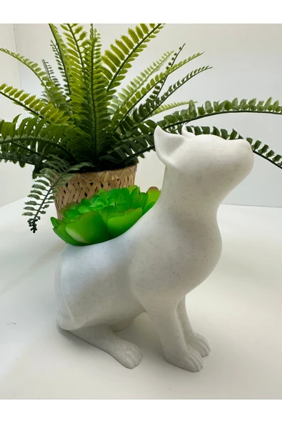 Butik Dekoratif Oturan Kedi Şekilli 3d Baskı Saksı ürün görseli 1