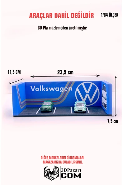 Butik 1/64 Ölçekli Volkswagen Diorama Tasarımlı Araç Sergileme Garajı 3D Baskı ürün görseli 1