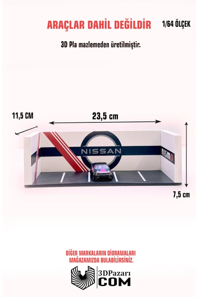 Butik 1/64 Ölçekli Nissan Diorama Tasarımlı Araç Sergileme Garajı 3D Baskı ürün görseli 1