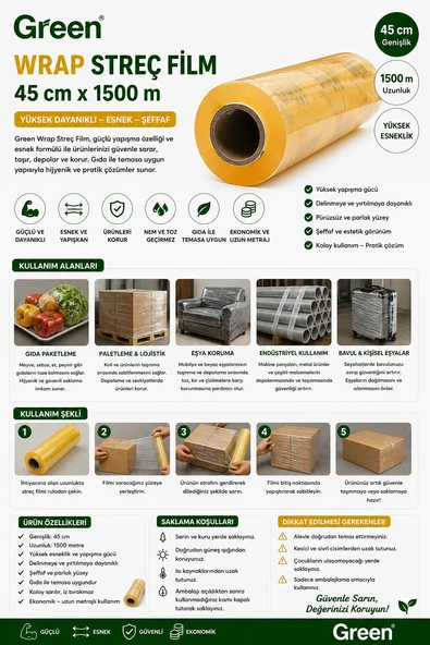 Green Wrap Streç Film 45x1500 ürün görseli 1