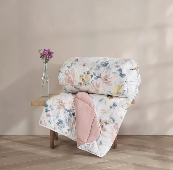Cotton Box Velvet -Dalya Pudra- Tek Kişilik Yorgan Çift Taraflı (155x215) ürün görseli 1