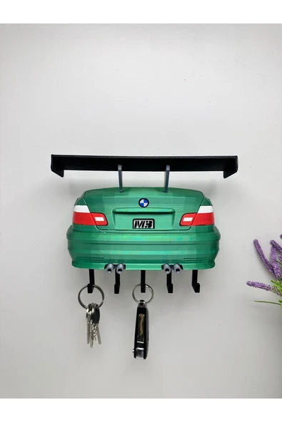 3D Baskı Dekoratif BMW E46 Arka Model Tasarımlı Yeşil Renk Anahtar Askılığı ürün görseli 1