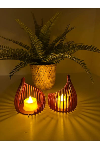 Butik 3d Baskı Bordo Damla Şeklinde Mumluk - Resim 3