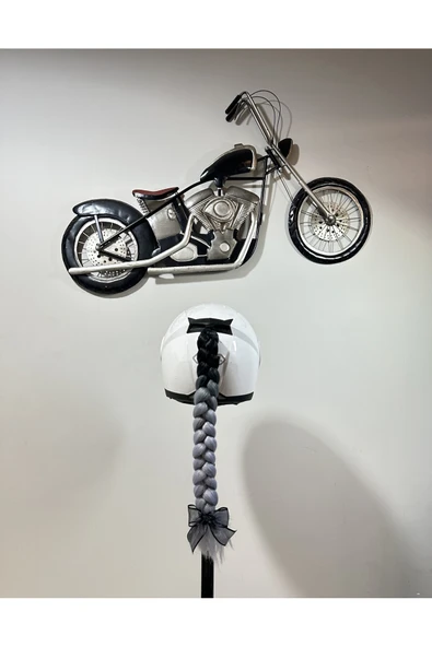 Butik Motor & Motosiklet Siyah Gri Ombreli Örgü Saç Kask Dış Aksesuar ürün görseli 1