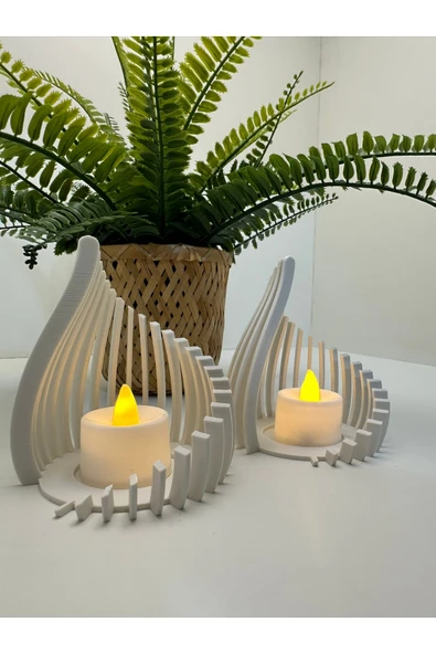 Butik 3D Baskı Beyaz Damla Şeklinde Mumluk, Şık ve Modern Dekorasyon Parçası ürün görseli 1