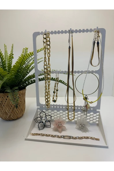 Butik 3d Baskı Beyaz Renk Ayaklı Askılı Takı Standı ürün görseli 1