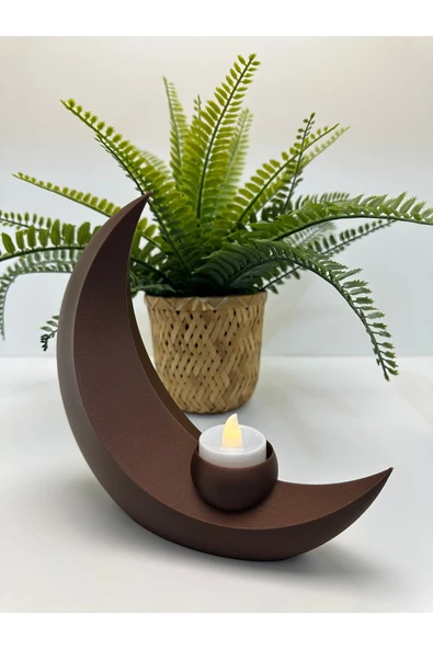 Butik 3d Baskı Bronz Hilal Şeklinde Dekoratif Mumluk ürün görseli 1