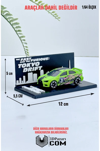 Butik Tokyo Drift Tasarımlı Tekli Mini Diorama Araç Sergileme Garajı 1/64 Ölçekli 3D Baskı ürün görseli 1