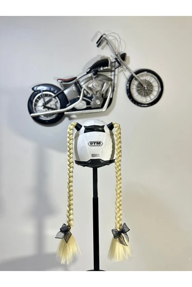 Butik Motor & Motosiklet Sarı Çift Örgü Saç Kask Dış Aksesuar ürün görseli 1