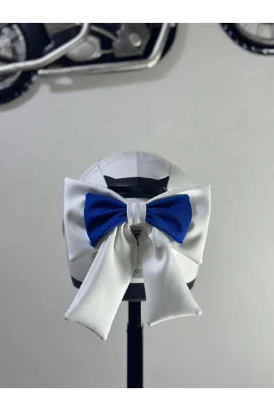 Butik Motor & Motosiklet Beyaz Mavi Çift Fiyonk Kask Aksesuarı Kask Dış Aksesuar ürün görseli 1