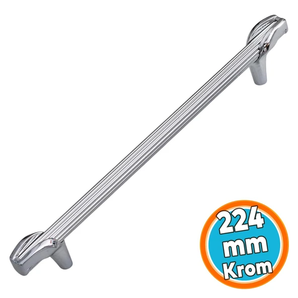 Mutfak Mobilya Dolabı Çekmece Dolap Kulpları Kapak Kulbu Kulpu Krom Renk 224 mm Metal Kulp ürün görseli 1