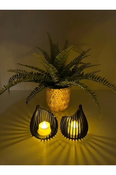 Butik 3d Baskı Siyah Damla Şeklinde Mumluk - Resim 4
