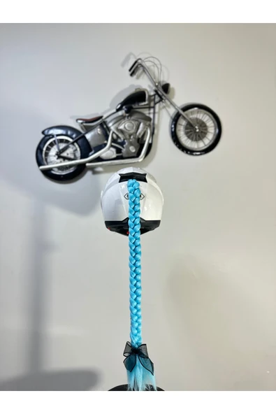 Butik Motor & Motosiklet Mavi Örgü Saç Kask Dış Aksesuarı ürün görseli 1