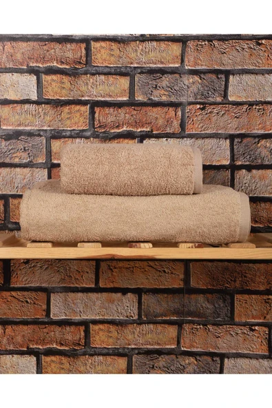 2 Parça %100 Pamuklu Soft Lüx Banyo Havlu Seti Kahve ürün görseli 1