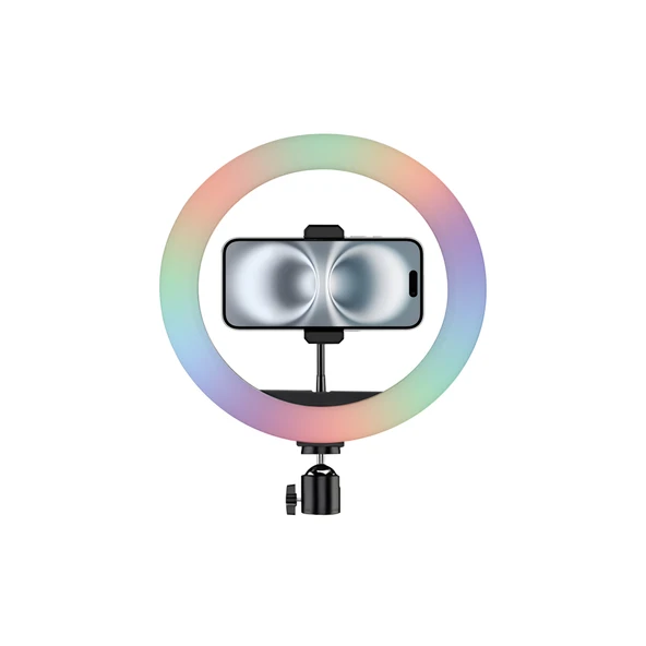 RGB Renkli Led Halka Işık 33 cm Ring Light Telefon Tutuculu Canlı Yayın Seti ürün görseli 1