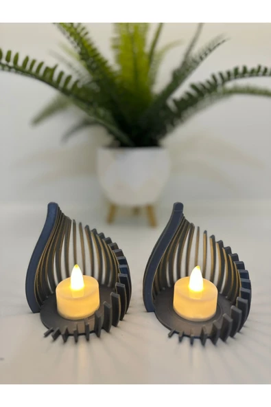 Butik Mumluk Gümüş Renk Damla Tasarımlı 3d Baskı ürün görseli 1