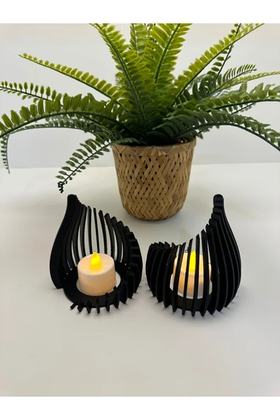 Butik 3d Baskı Siyah Damla Şeklinde Mumluk - Resim 2