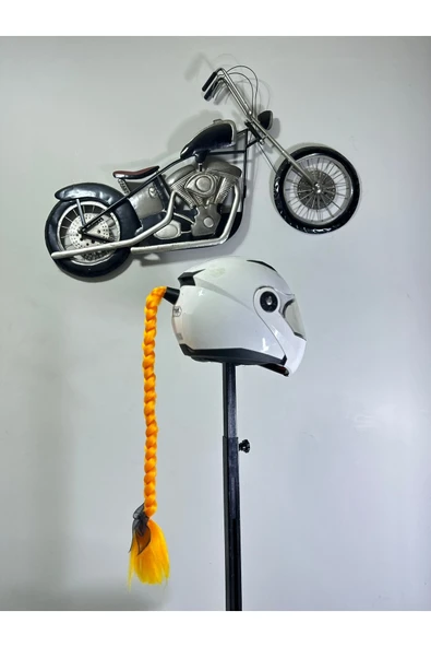 Butik Motor & Motosiklet Tek Turuncu Örgü Saç Kask Dış Aksesuarı ürün görseli 1