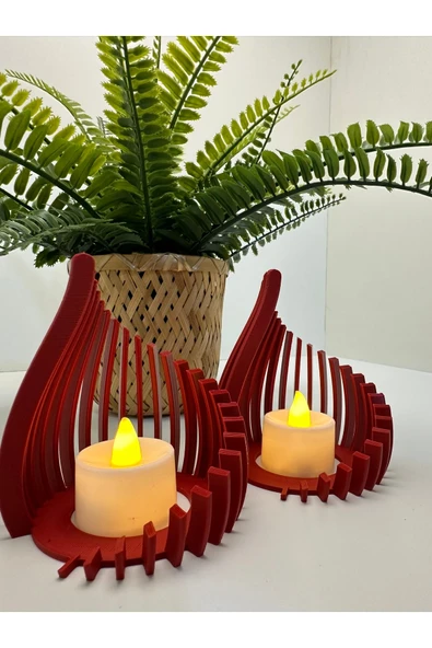 Butik 3d Baskı Kırmızı Damla Şeklinde Mumluk ürün görseli 1