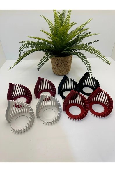 Butik 3d Baskı Bordo Damla Şeklinde Mumluk - Resim 4