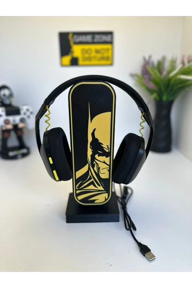Butik 3d Baskı Batman Tasarımlı Ledli Kulaklık Tutucu ürün görseli 1