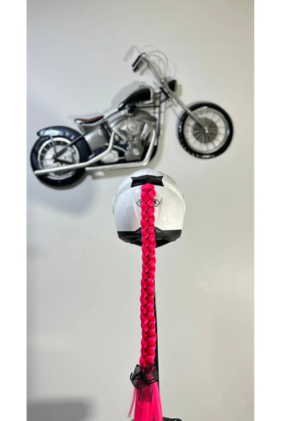 Butik Motor & Motosiklet Neon Pembe Örgü Saç Kask Dış Aksesuar ürün görseli 1