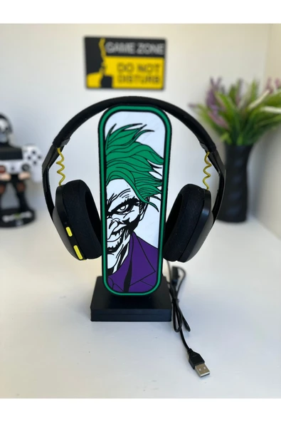 Butik 3d Baskı Joker Tasarımlı Ledli Kulaklık Tutucu ürün görseli 1