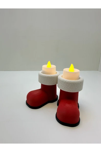 Butik 3d Baskı Noel Baba Çizmesi Mumluk - Resim 3